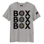 Motorthreadz Box Box Box Formula1 t-shirt in Heather Grey featuring a racing inspired graphic design