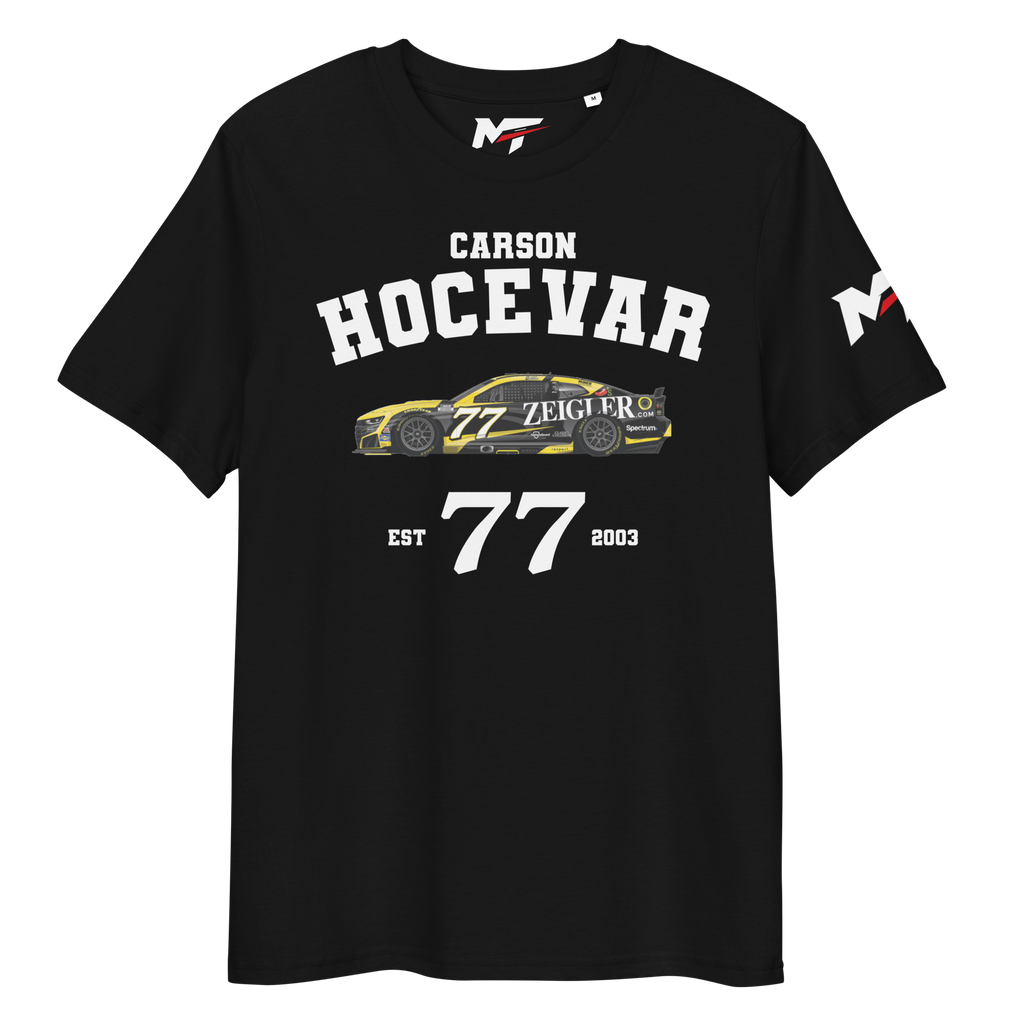 Motorthreadz Carson Hocevar Nascar t-shirt in Black featuring a racing inspired graphic design