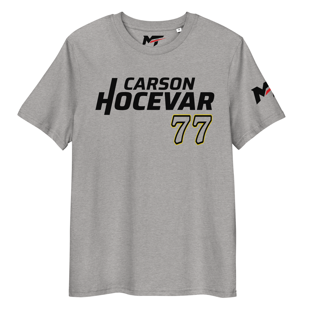 Motorthreadz Carson Hocevar Nascar t-shirt in Heather Grey featuring a racing inspired graphic design