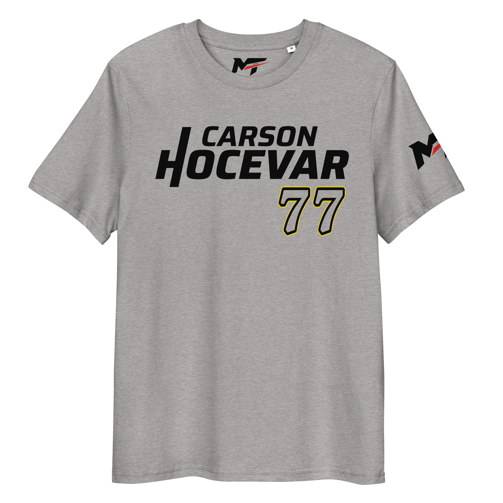 Motorthreadz Carson Hocevar Nascar t-shirt in Heather Grey featuring a racing inspired graphic design