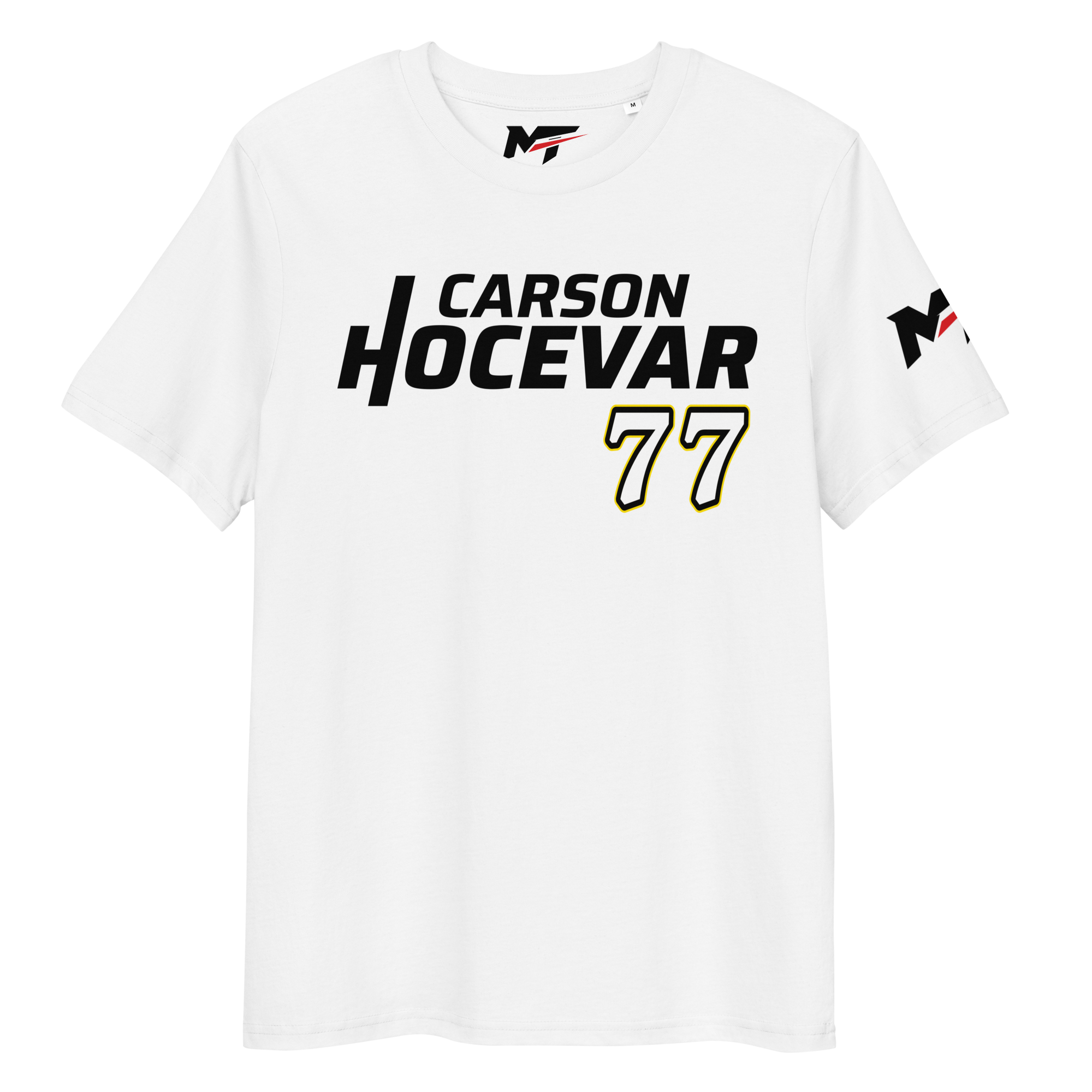 Motorthreadz Carson Hocevar Nascar t-shirt in White featuring a racing inspired graphic design