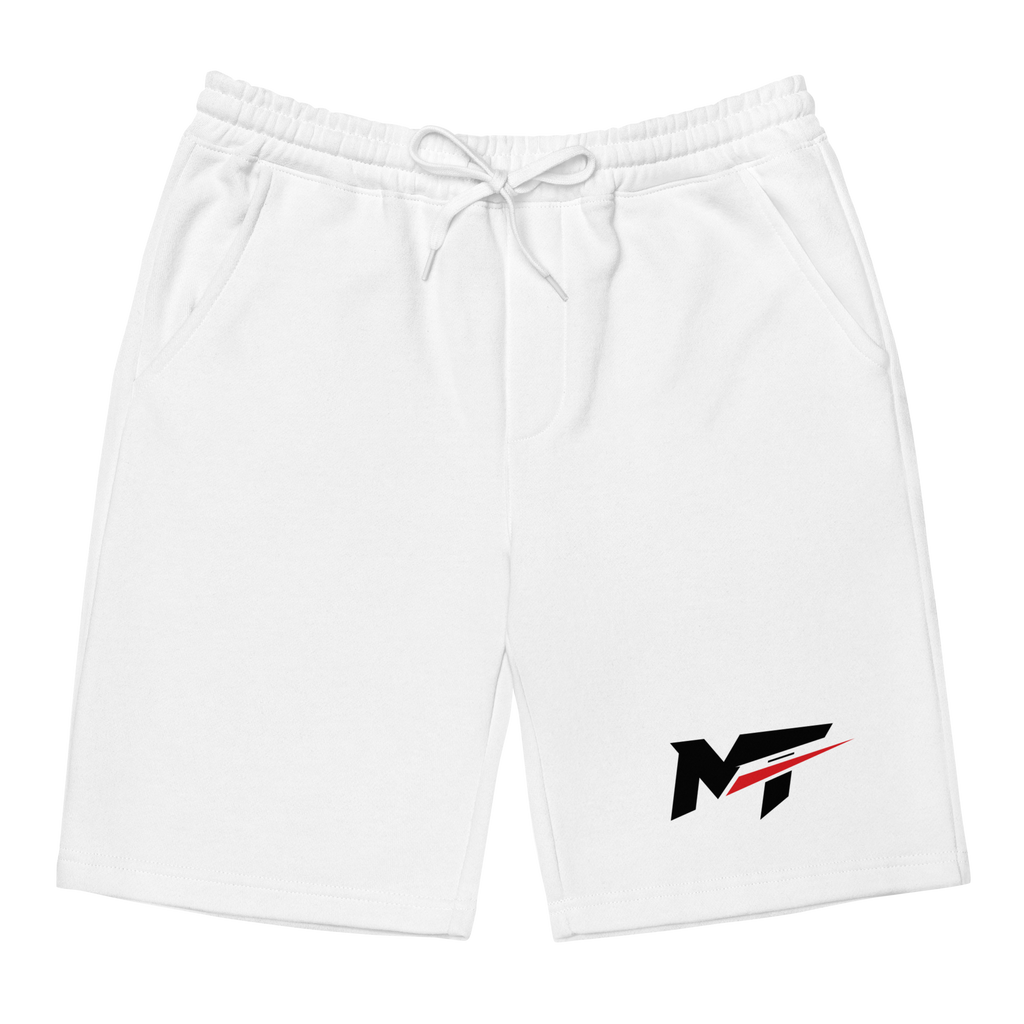Motorthreadz Core fleece shorts in White featuring the MotorThreadz logo at the front