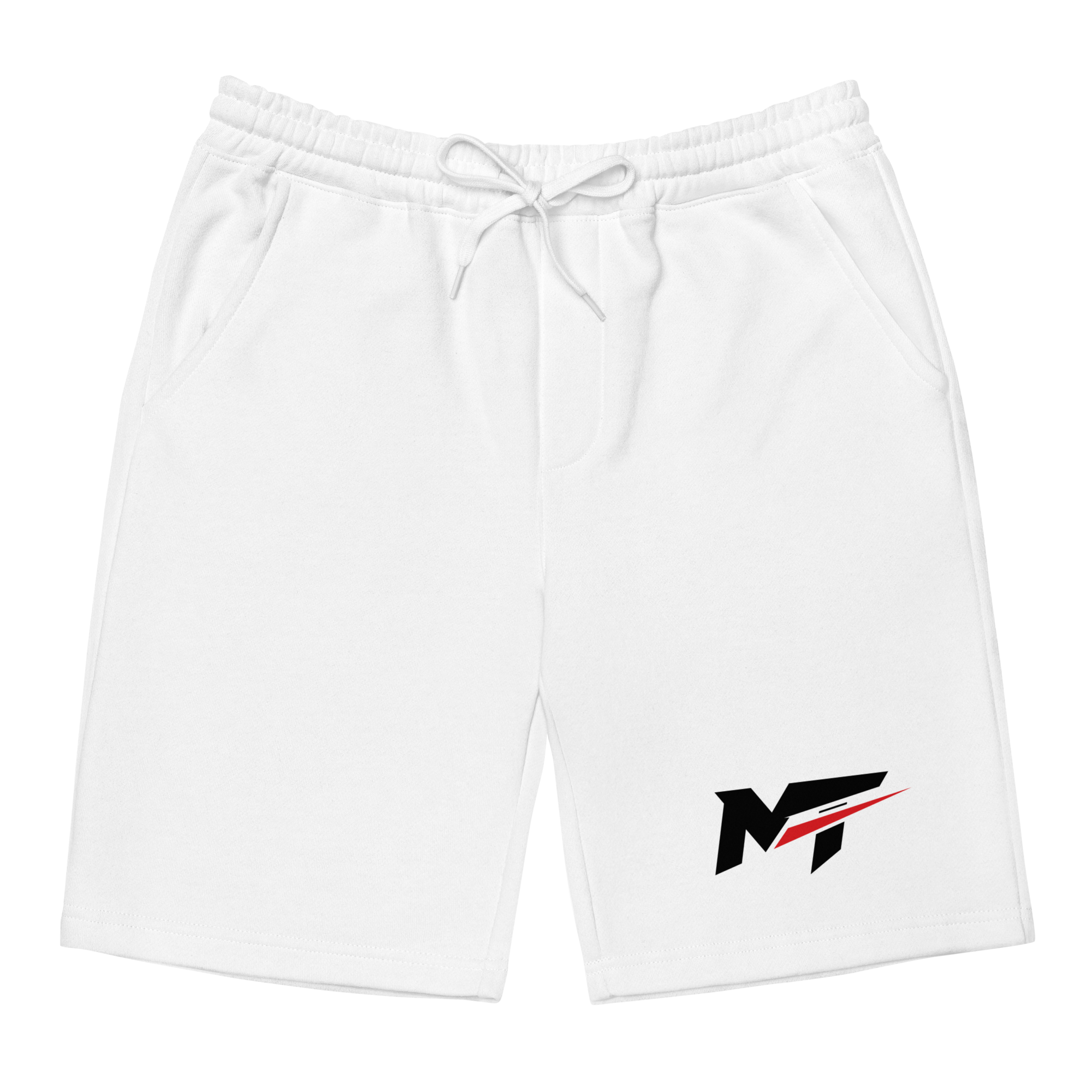 Motorthreadz Core fleece shorts in White featuring the MotorThreadz logo at the front