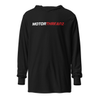 Motorthreadz Core hooded long sleeve t-shirt in Black featuring the MotorThreadz logo at the front