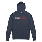 Motorthreadz Core hooded long sleeve t-shirt in Heather Navy featuring the MotorThreadz logo at the front