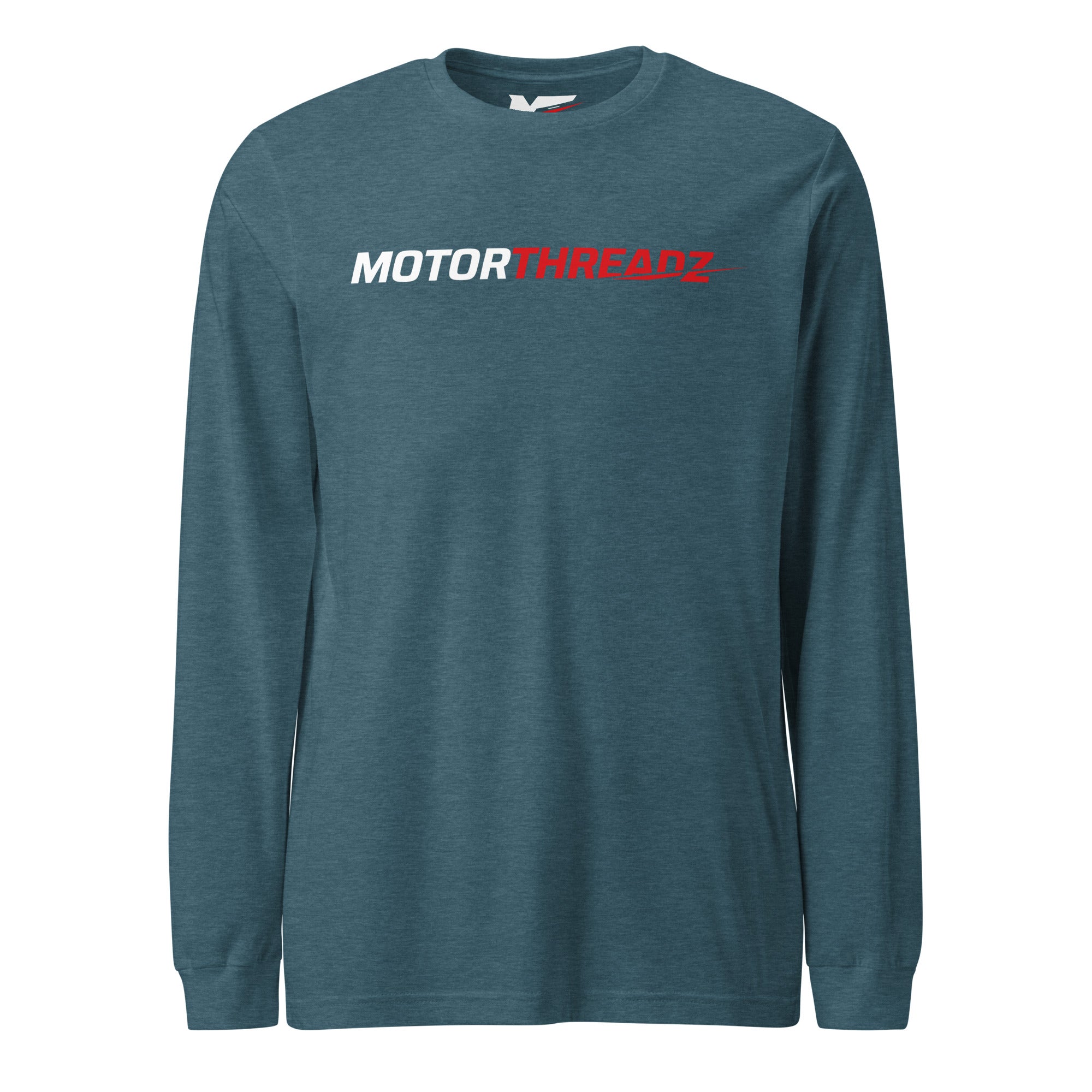 Motorthreadz Core long sleeve t-shirt in Heather Deep Teal featuring the MotorThreadz logo at the front
