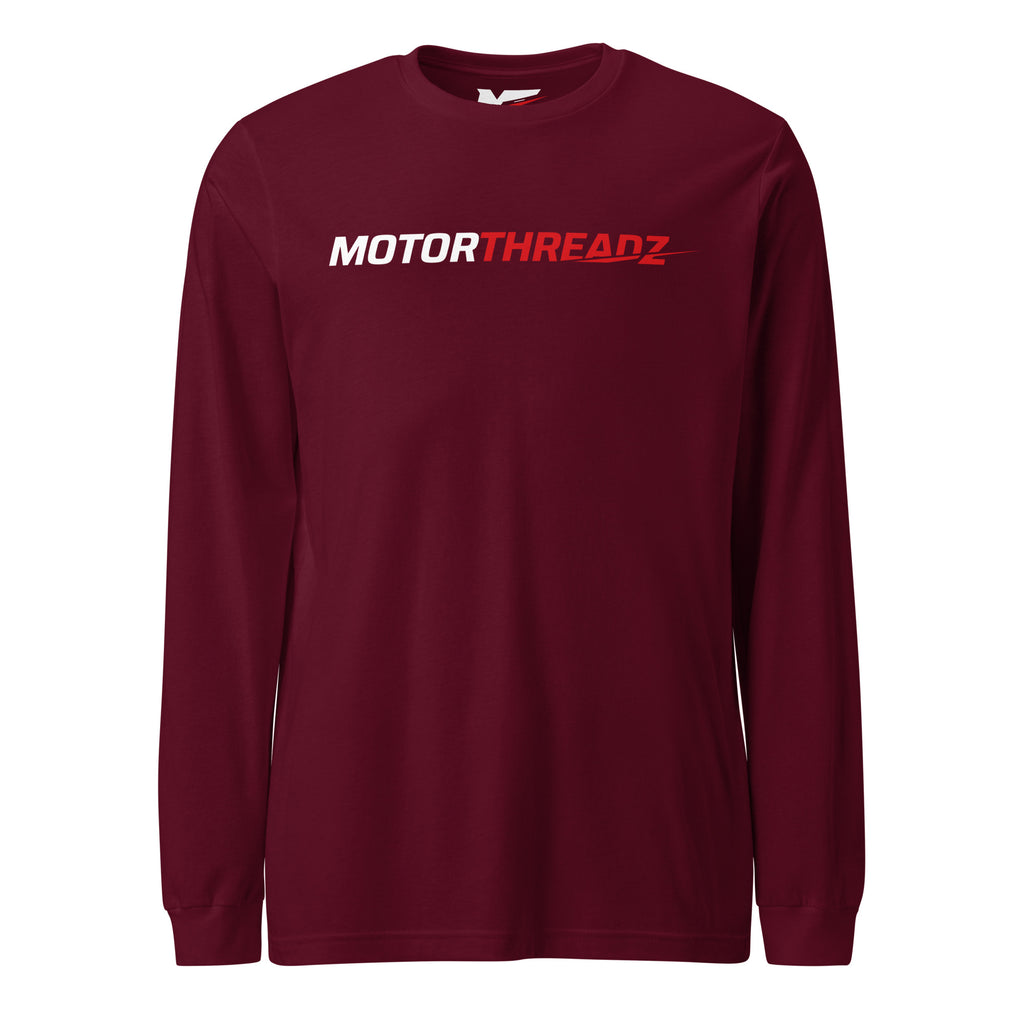 Motorthreadz Core long sleeve t-shirt in Maroon featuring the MotorThreadz logo at the front
