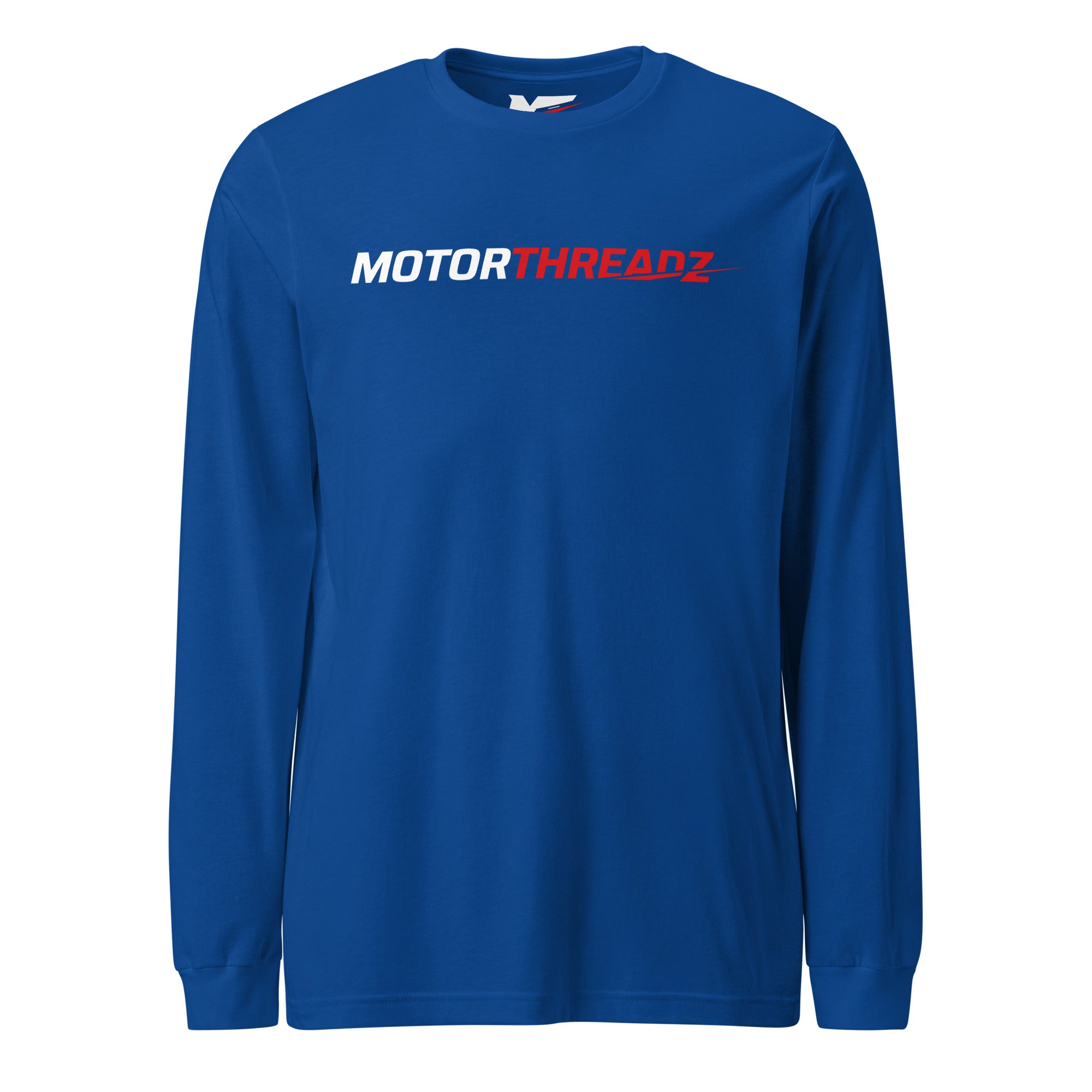 Motorthreadz Core long sleeve t-shirt in True Royal featuring the MotorThreadz logo at the front