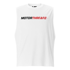 Motorthreadz Core muscle tank top in White featuring the MotorThreadz logo at the front