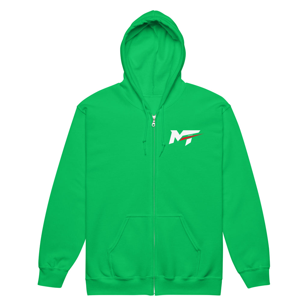 Motorthreadz Core zip hoodie in Irish Green featuring the MotorThreadz logo at the front