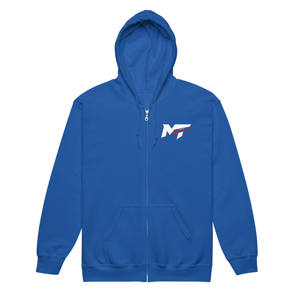 Motorthreadz Core zip hoodie in Royal featuring the MotorThreadz logo at the front
