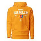 Motorthreadz Denny Hamlin Nascar hoodie in Team Gold featuring a racing inspired graphic design