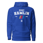 Motorthreadz Denny Hamlin Nascar hoodie in Team Royal featuring a racing inspired graphic design