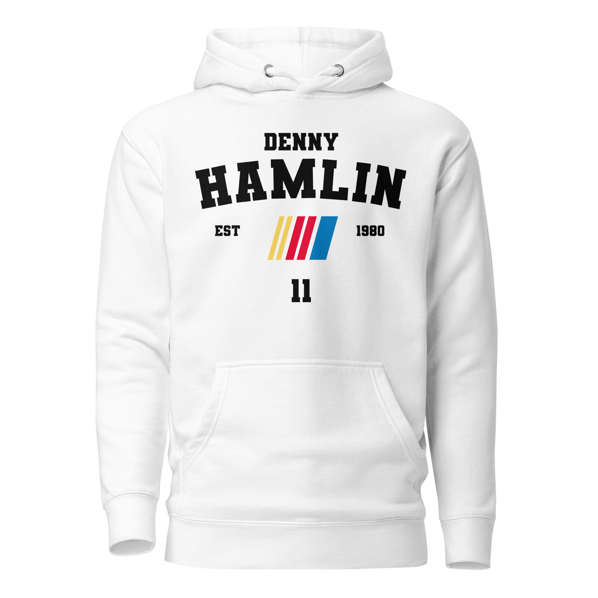 Motorthreadz Denny Hamlin Nascar hoodie in White featuring a racing inspired graphic design