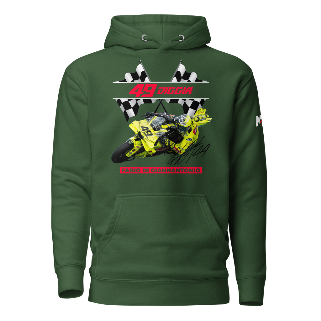 Motorthreadz Fabio Di Giannantonio Motogp hoodie in Forest Green featuring a racing inspired graphic design