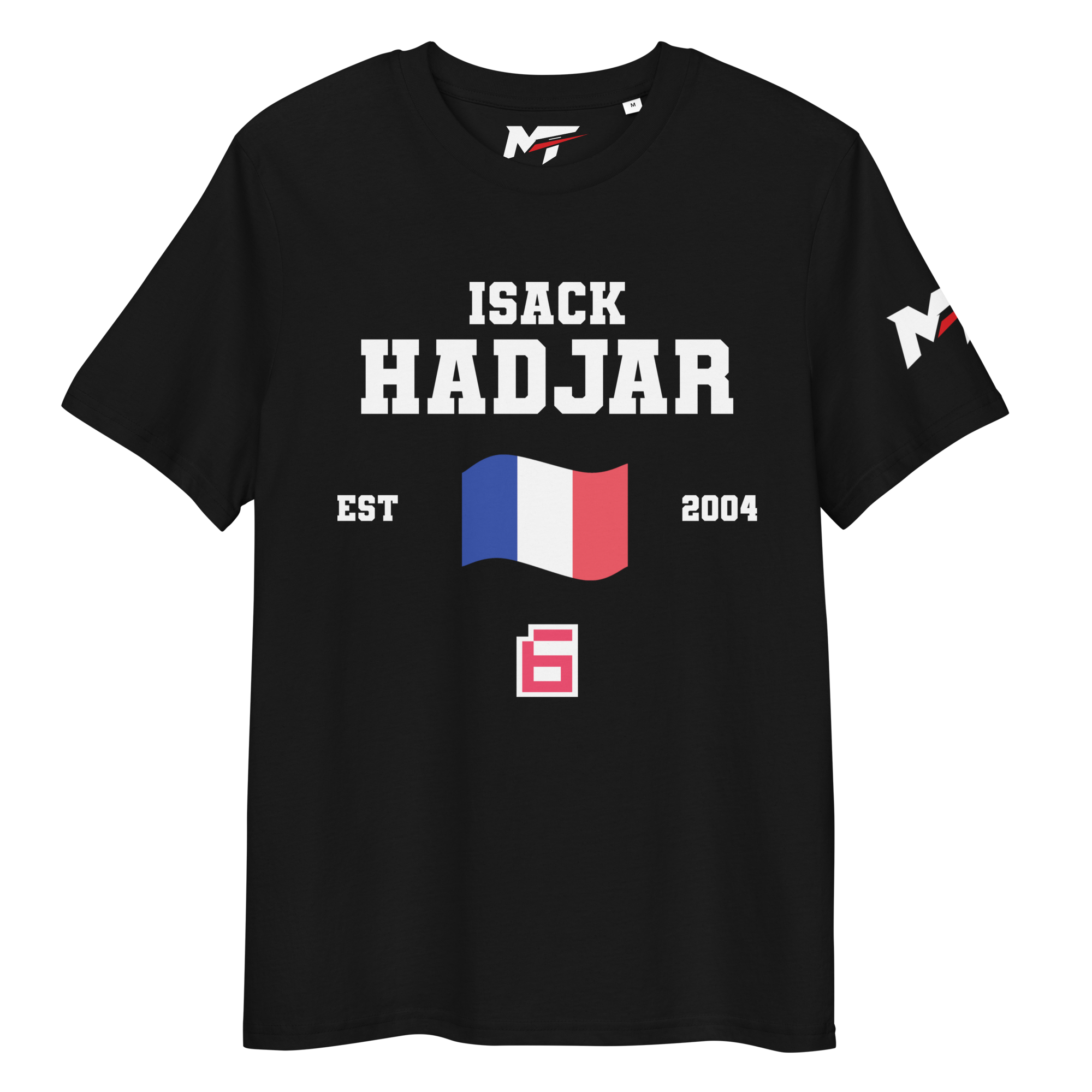 Motorthreadz Isack Hadjar Formula1 t-shirt in Black featuring a racing inspired graphic design