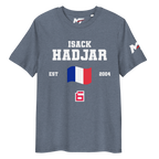 Motorthreadz Isack Hadjar Formula1 t-shirt in Dark Heather Blue featuring a racing inspired graphic design