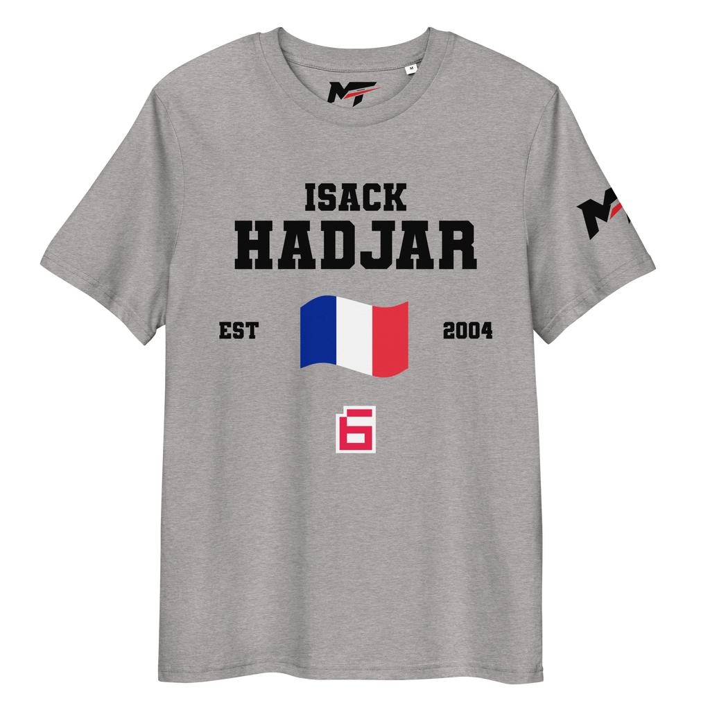 Motorthreadz Isack Hadjar Formula1 t-shirt in Heather Grey featuring a racing inspired graphic design