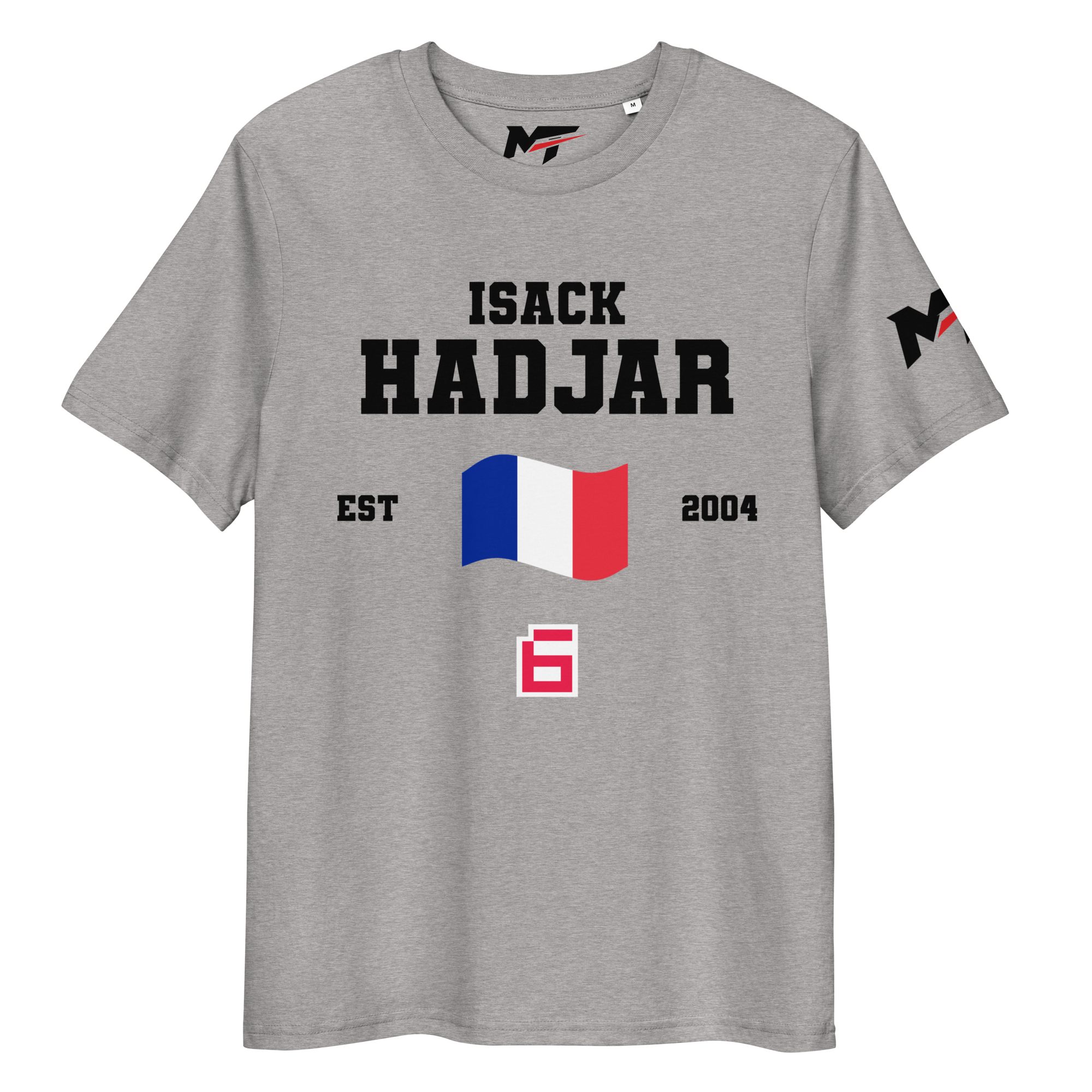 Motorthreadz Isack Hadjar Formula1 t-shirt in Heather Grey featuring a racing inspired graphic design