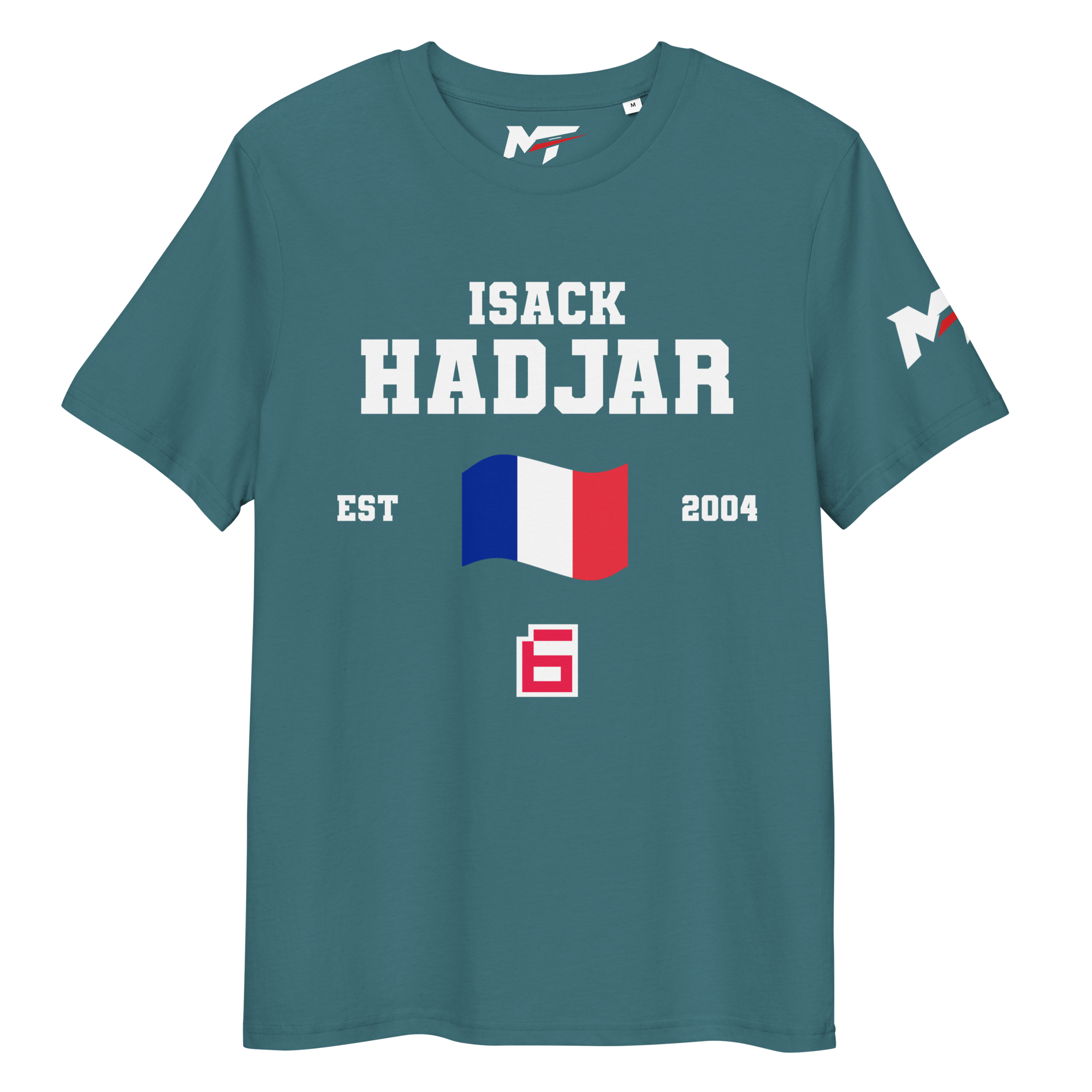 Motorthreadz Isack Hadjar Formula1 t-shirt in Stargazer featuring a racing inspired graphic design