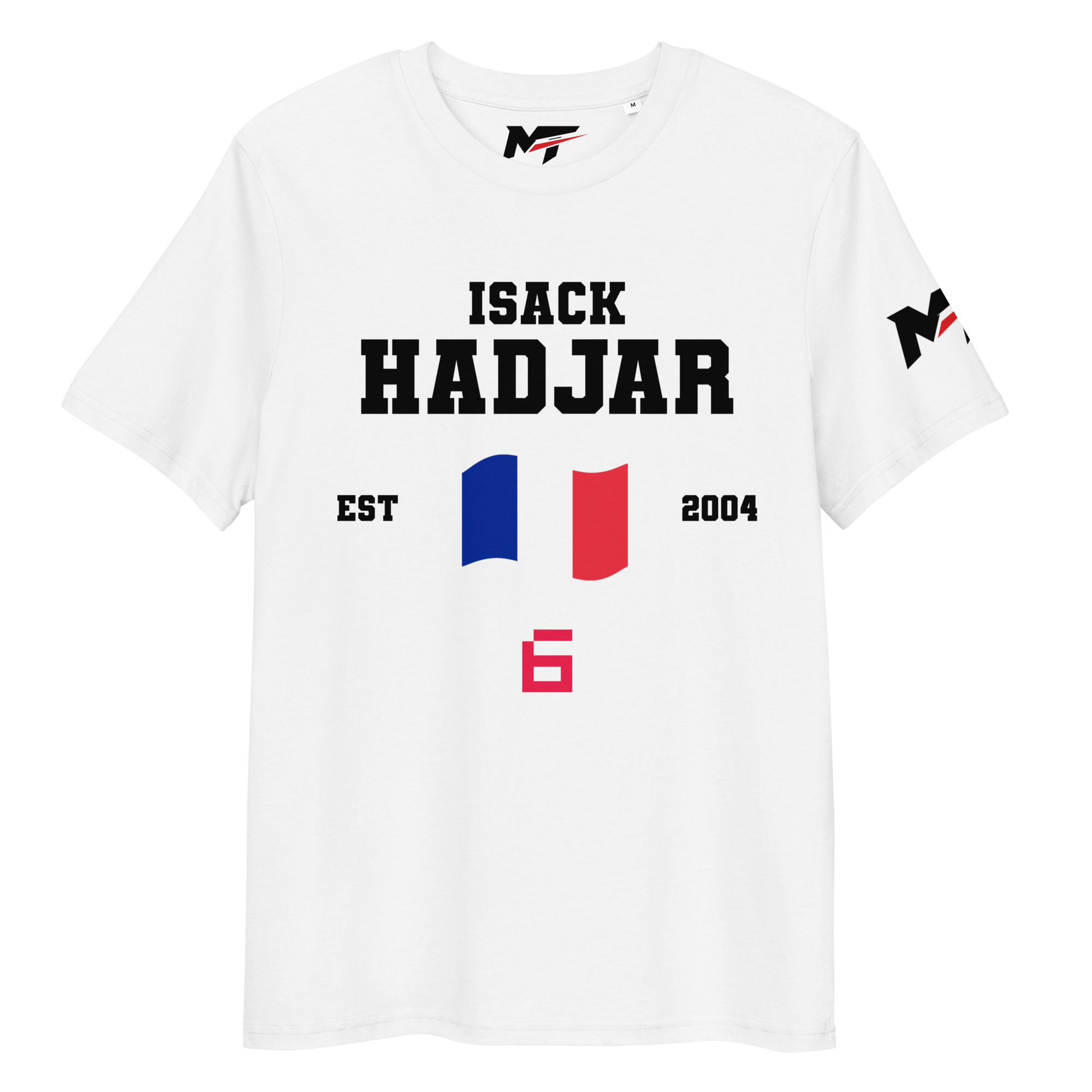 Motorthreadz Isack Hadjar Formula1 t-shirt in White featuring a racing inspired graphic design