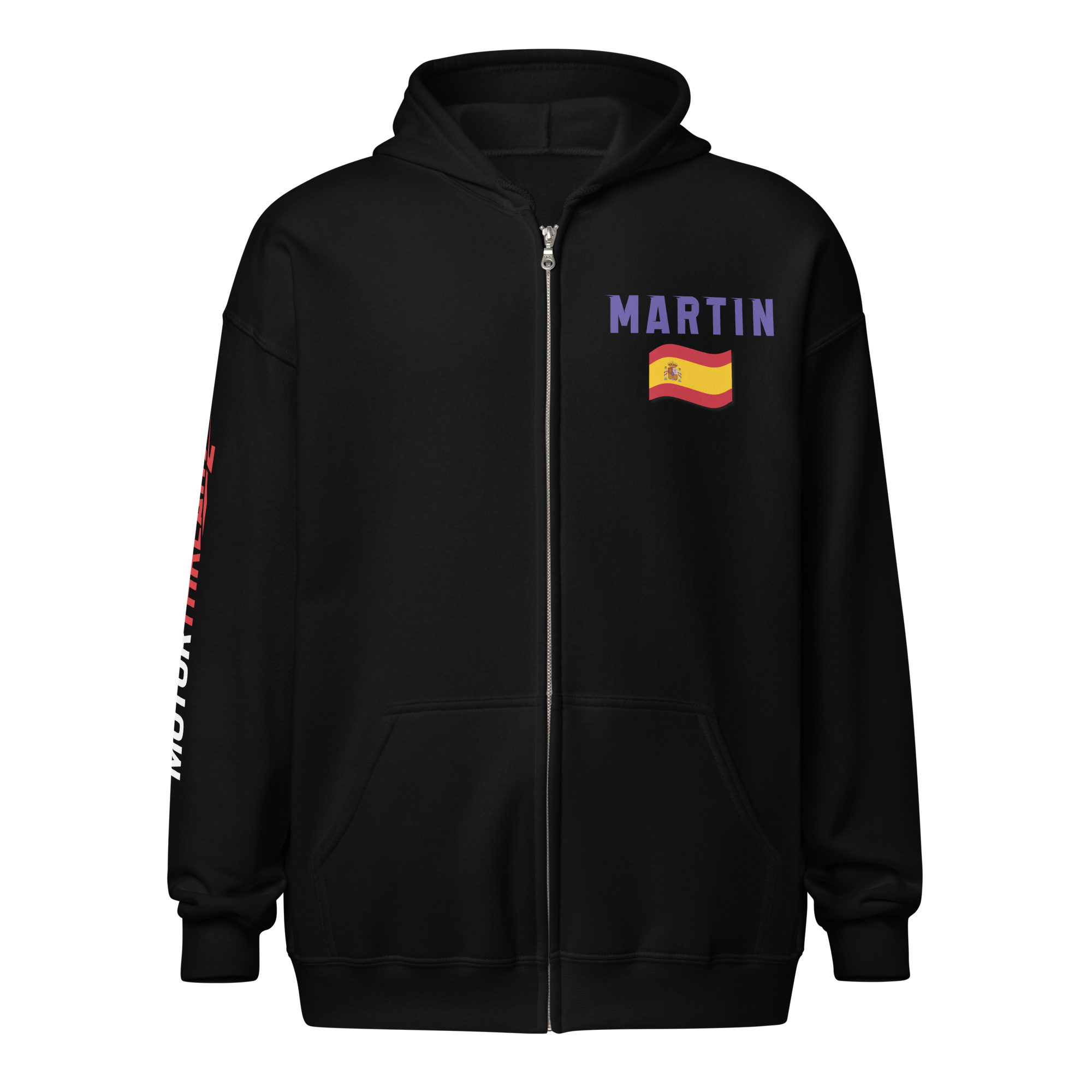 Motorthreadz Jorge Martin Motogp zip hoodie in Black featuring a racing inspired graphic design