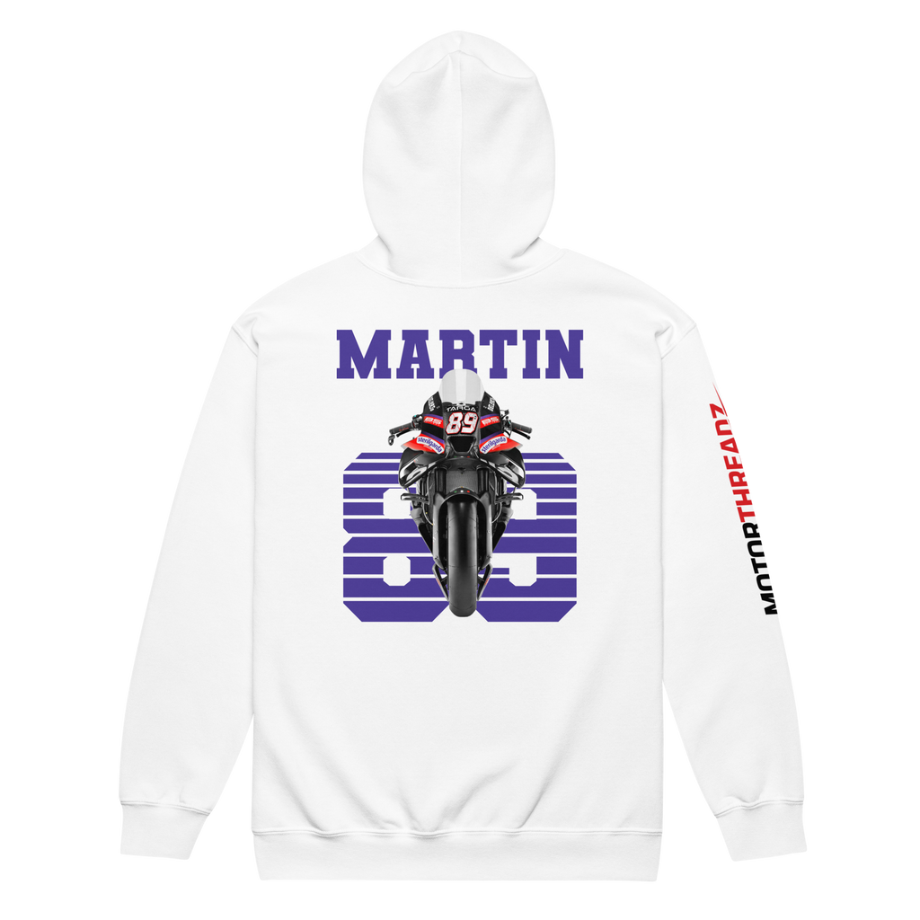 Motorthreadz Jorge Martin Motogp zip hoodie in White featuring a racing inspired graphic design