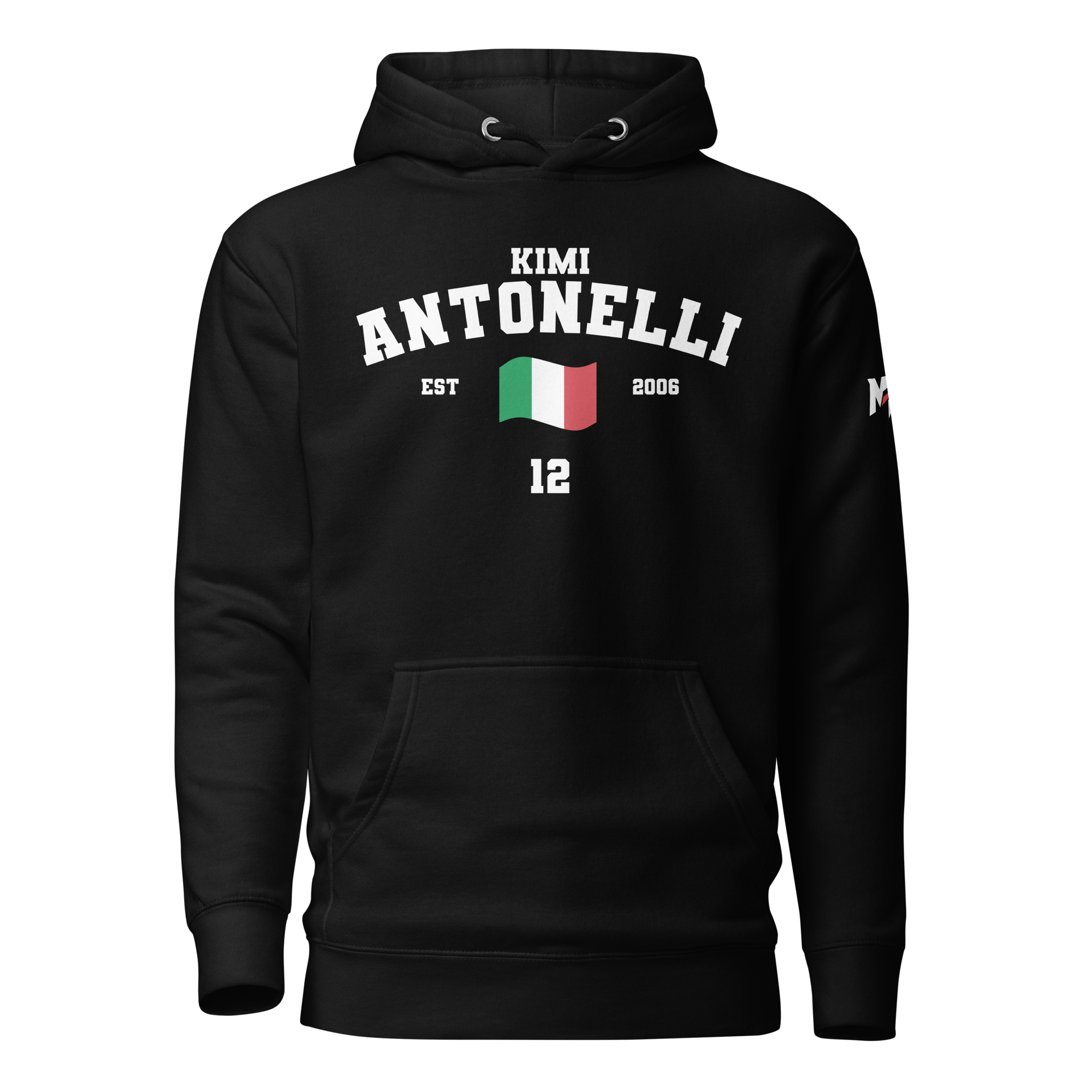 Motorthreadz Kimi Antonelli Formula1 hoodie in Black featuring a racing inspired graphic design