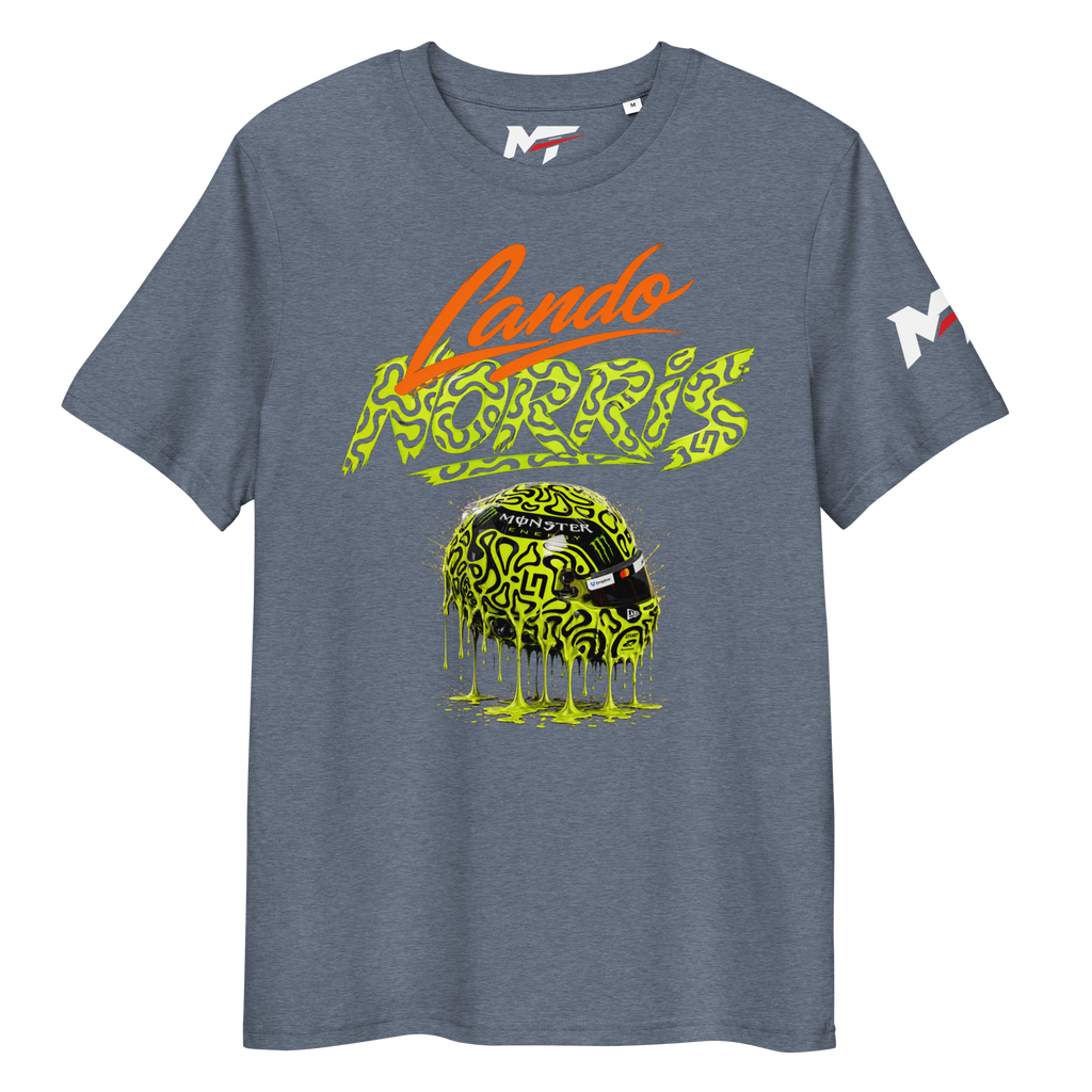 Motorthreadz Lando Norris Formula1 t-shirt in Dark Heather Blue featuring a racing inspired graphic design