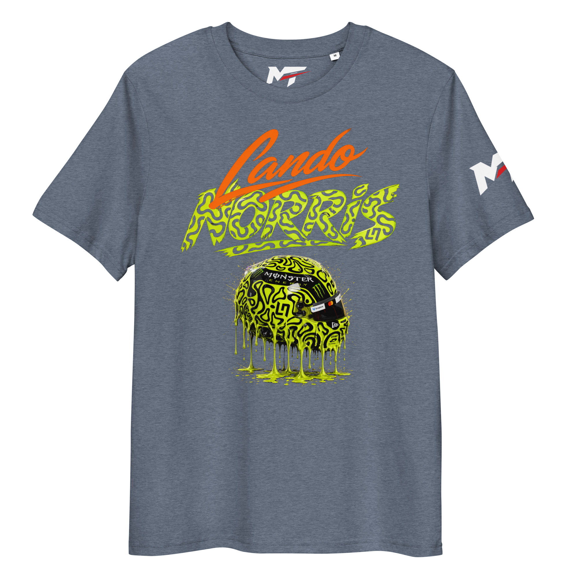 Motorthreadz Lando Norris Formula1 t-shirt in Dark Heather Blue featuring a racing inspired graphic design