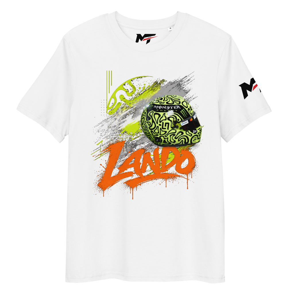 Motorthreadz Lando Norris Formula1 t-shirt in White featuring a racing inspired graphic design
