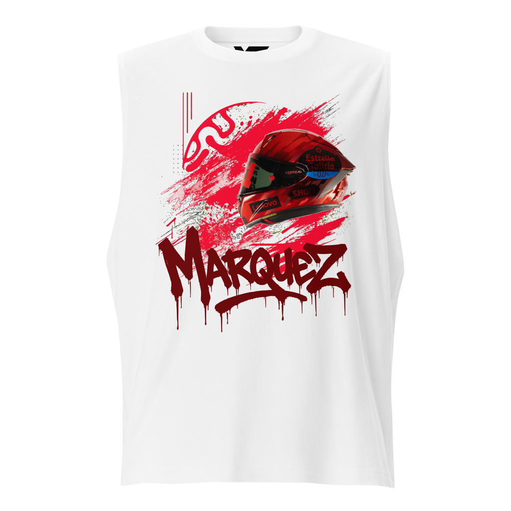 Motorthreadz Marc Marquez Motogp muscle tank top in White featuring a racing inspired graphic design