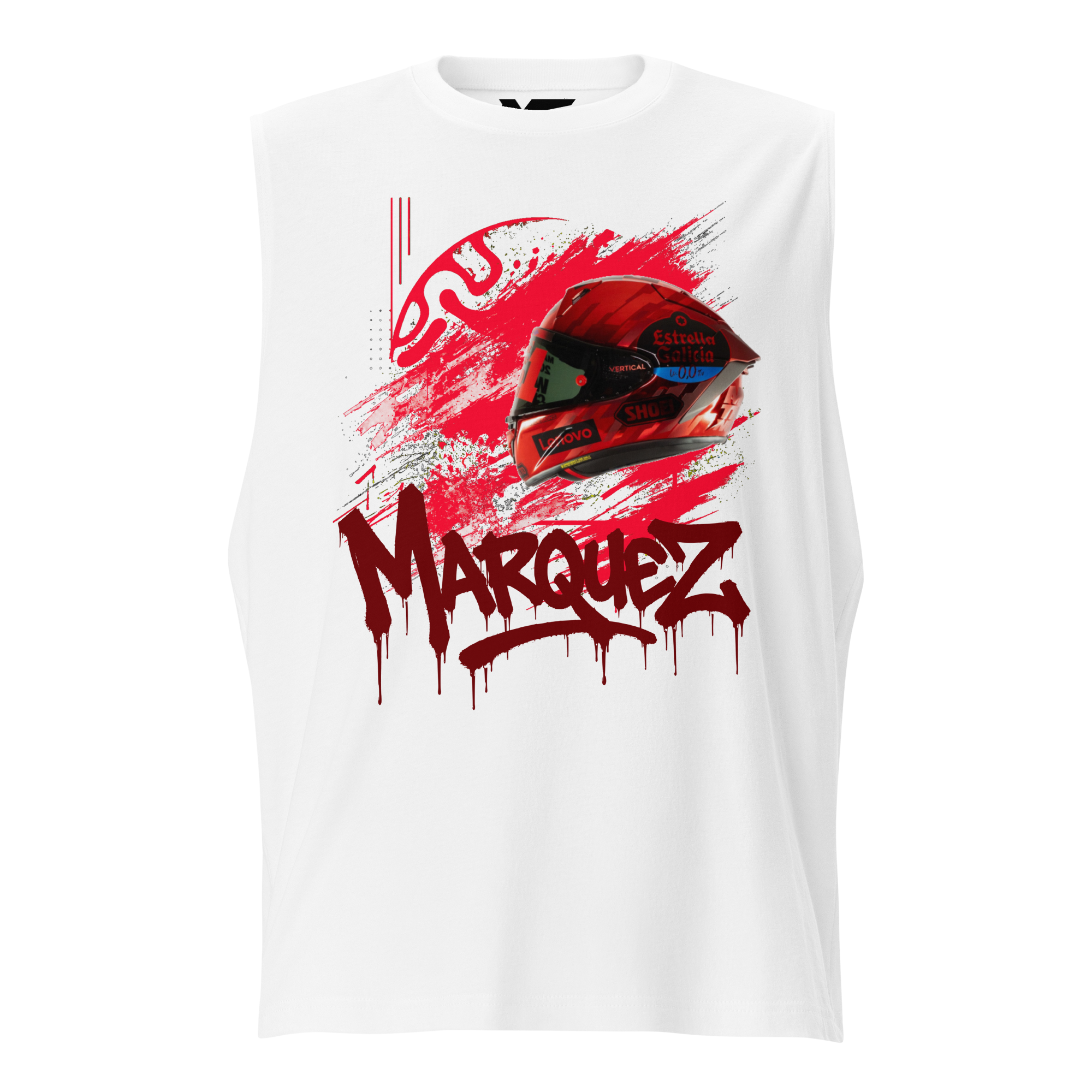 Motorthreadz Marc Marquez Motogp muscle tank top in White featuring a racing inspired graphic design