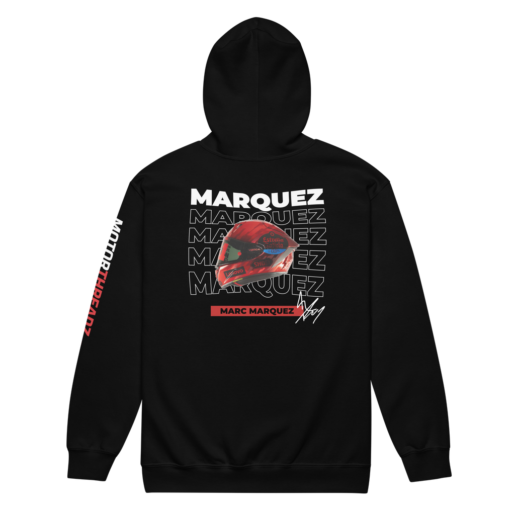 Motorthreadz Marc Marquez Motogp zip hoodie in Black featuring a racing inspired graphic design
