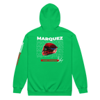 Motorthreadz Marc Marquez Motogp zip hoodie in Irish Green featuring a racing inspired graphic design