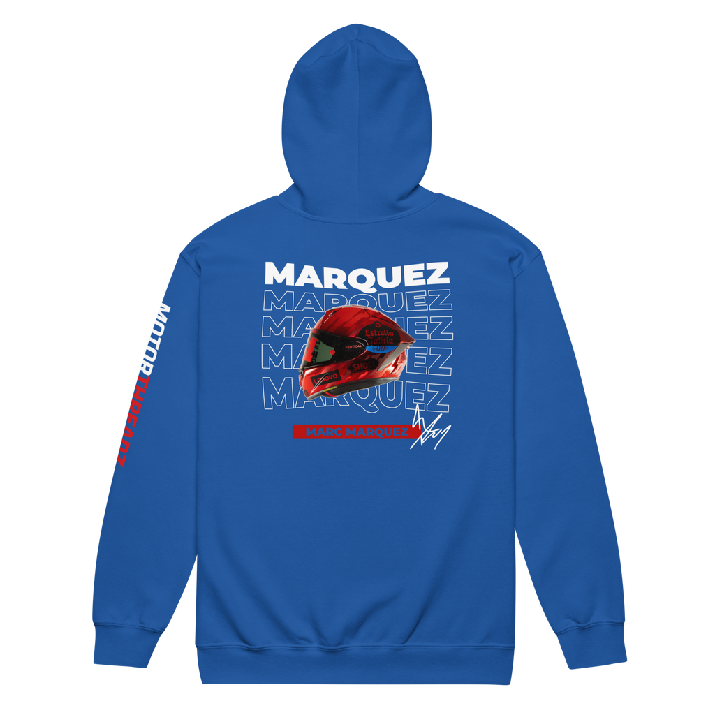 Motorthreadz Marc Marquez Motogp zip hoodie in Royal featuring a racing inspired graphic design