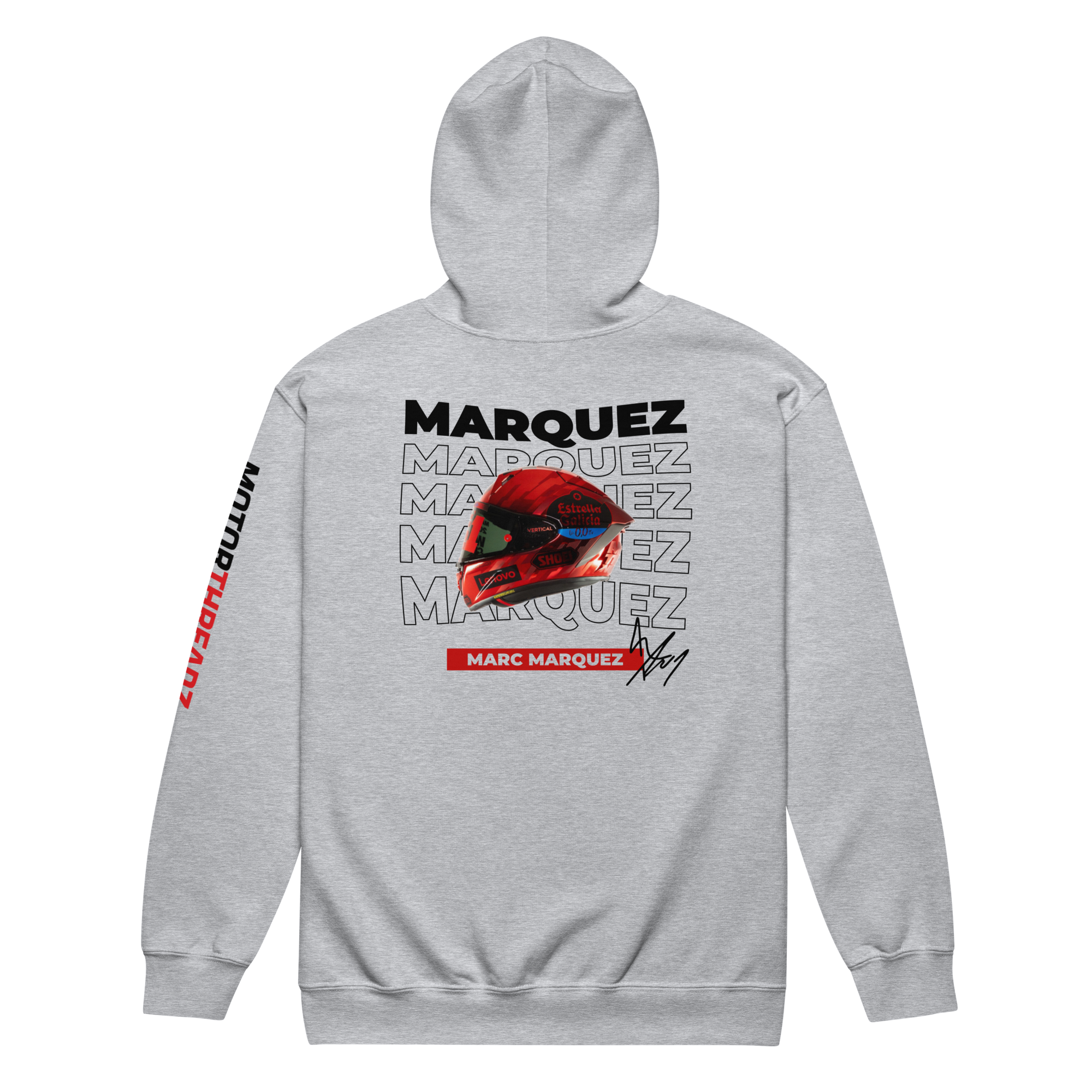 Motorthreadz Marc Marquez Motogp zip hoodie in Sport Grey featuring a racing inspired graphic design