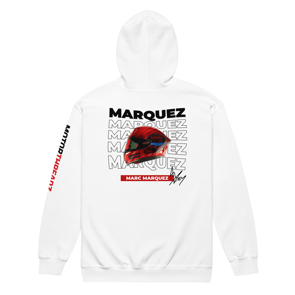 Motorthreadz Marc Marquez Motogp zip hoodie in White featuring a racing inspired graphic design