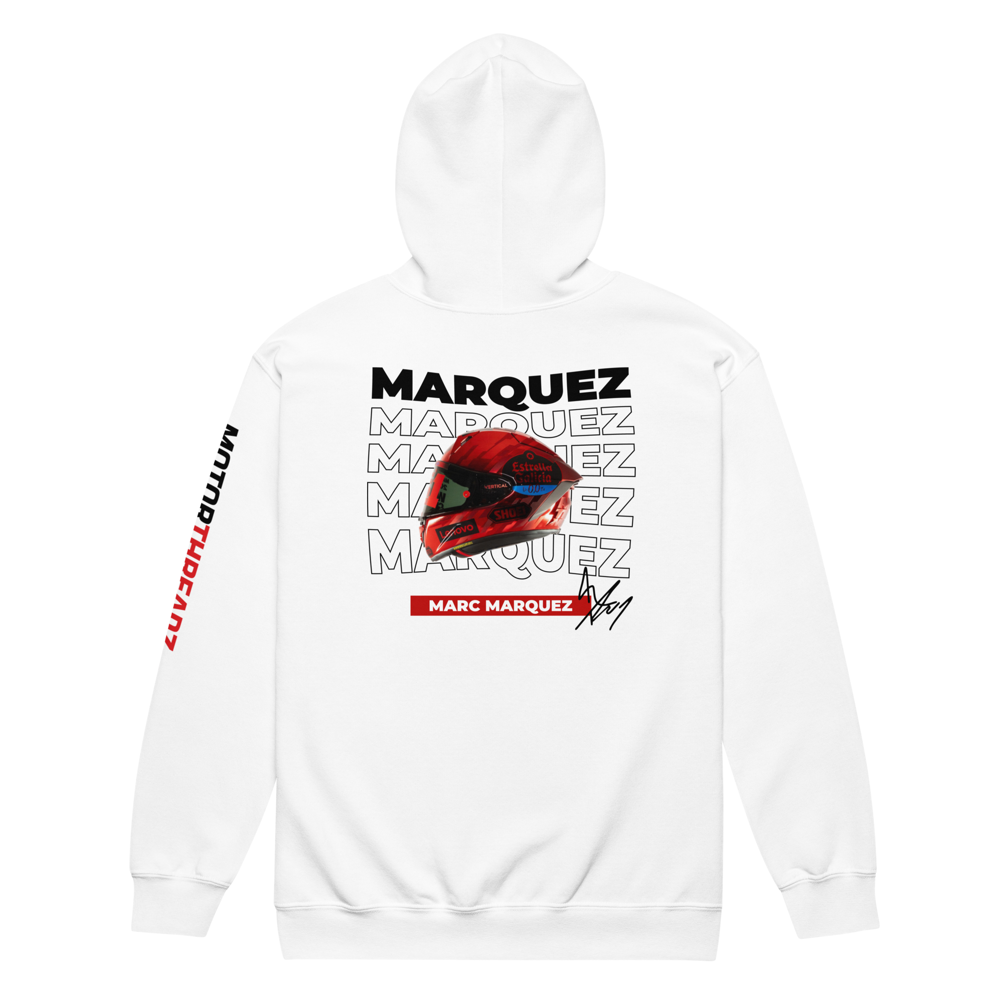 Motorthreadz Marc Marquez Motogp zip hoodie in White featuring a racing inspired graphic design