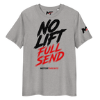 Motorthreadz No Lift Full Send Motorsports t-shirt in Heather Grey featuring a racing inspired graphic design