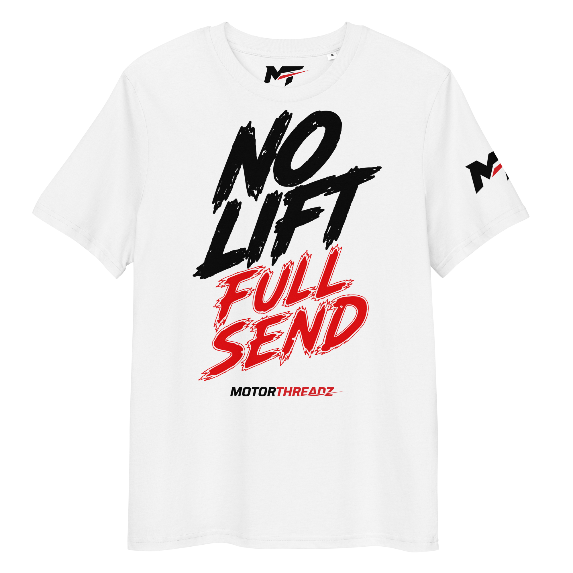 Motorthreadz No Lift Full Send Motorsports t-shirt in White featuring a racing inspired graphic design