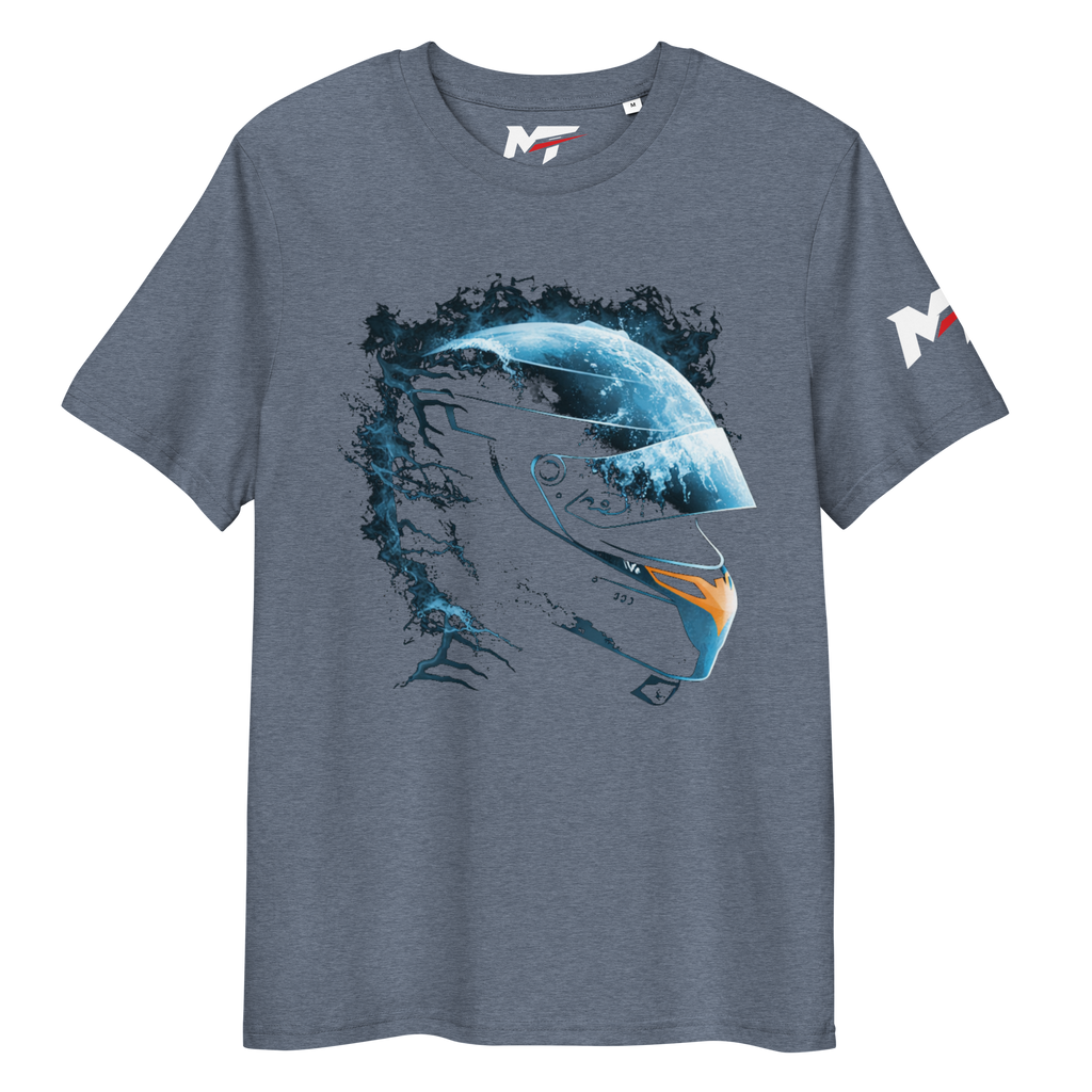 Motorthreadz Oscar Piastri Formula1 t-shirt in Dark Heather Blue featuring a racing inspired graphic design