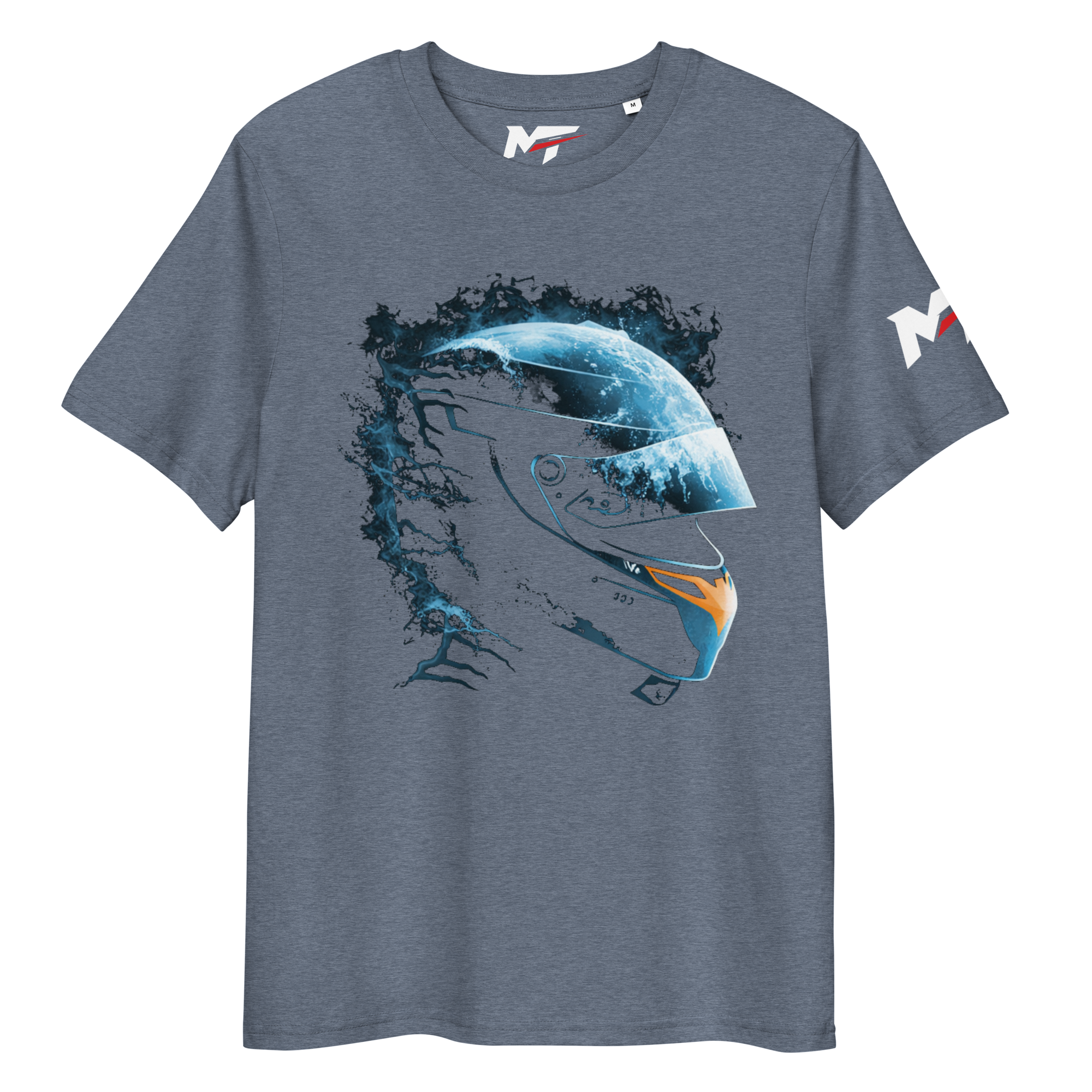 Motorthreadz Oscar Piastri Formula1 t-shirt in Dark Heather Blue featuring a racing inspired graphic design