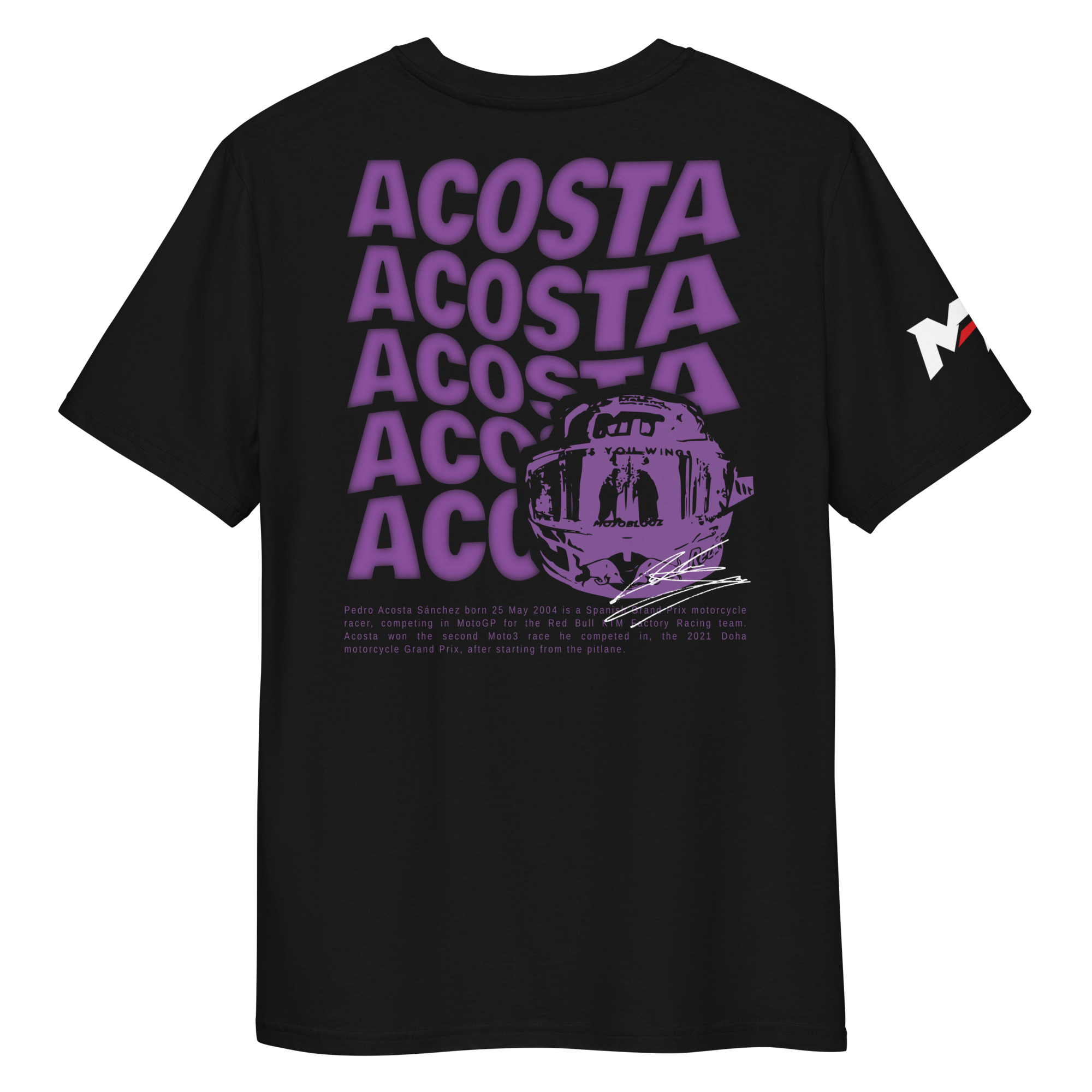 Motorthreadz Pedro Acosta Motogp t-shirt in Black featuring a racing inspired graphic design
