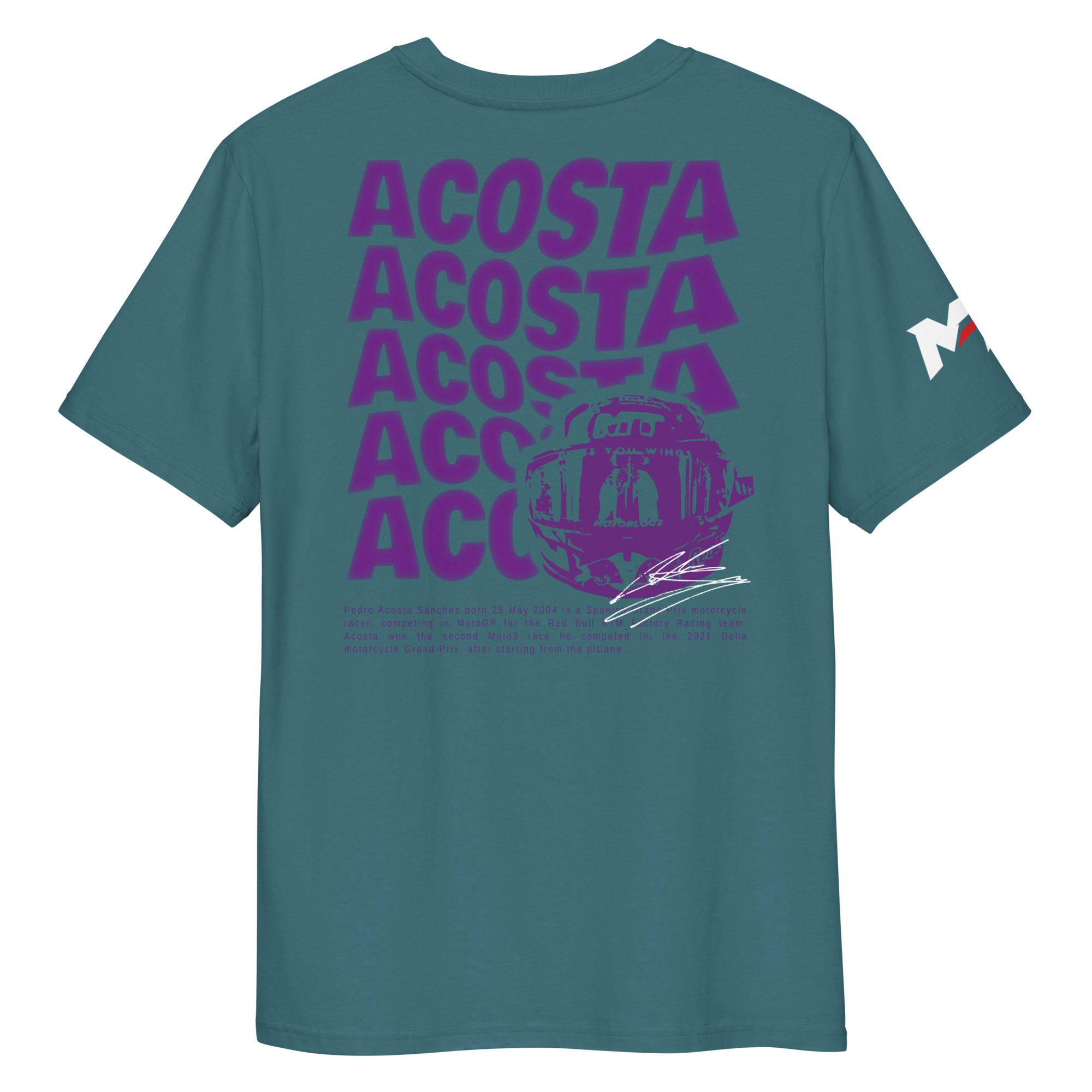Motorthreadz Pedro Acosta Motogp t-shirt in Stargazer featuring a racing inspired graphic design