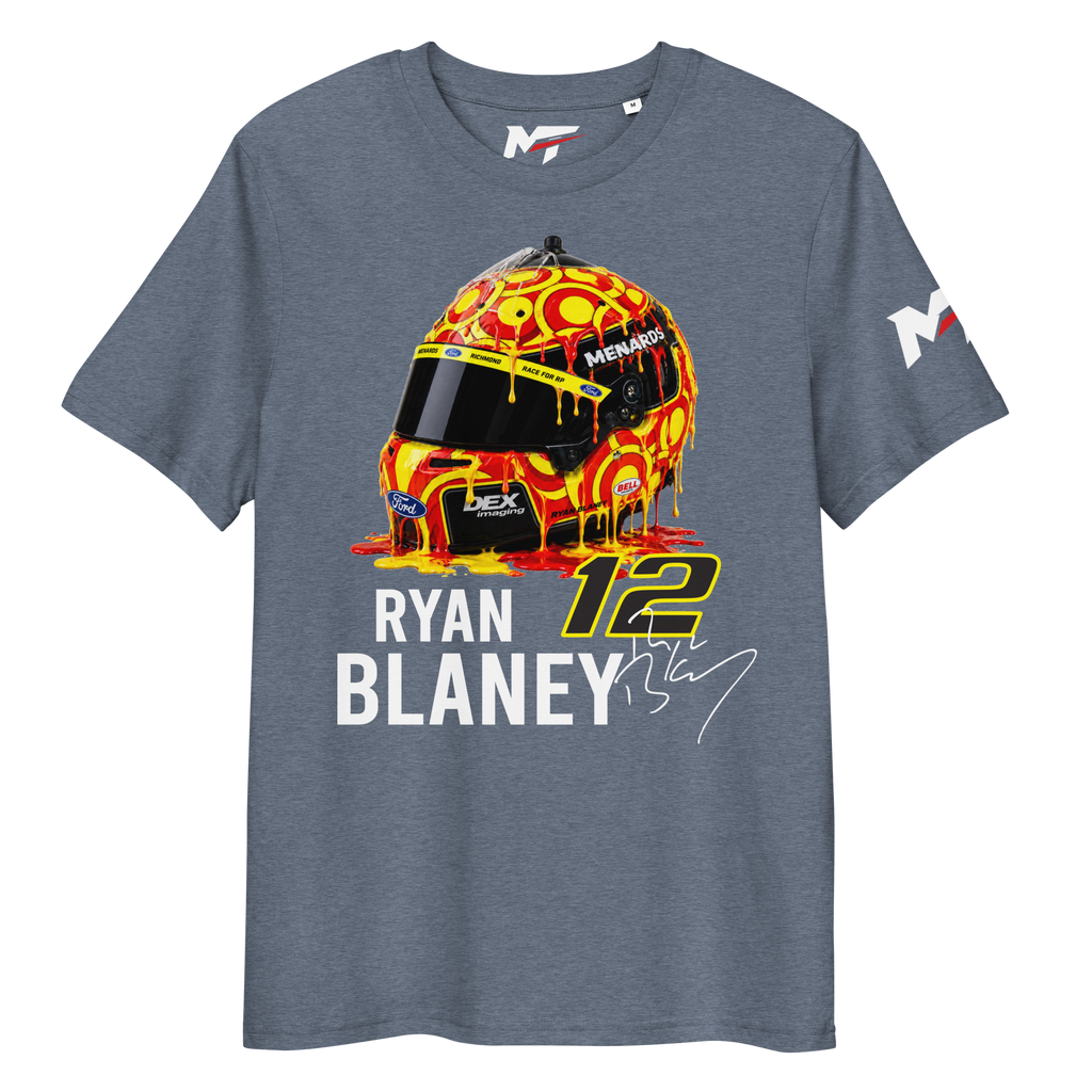 Motorthreadz Ryan Blaney Nascar t-shirt in Dark Heather Blue featuring a racing inspired graphic design