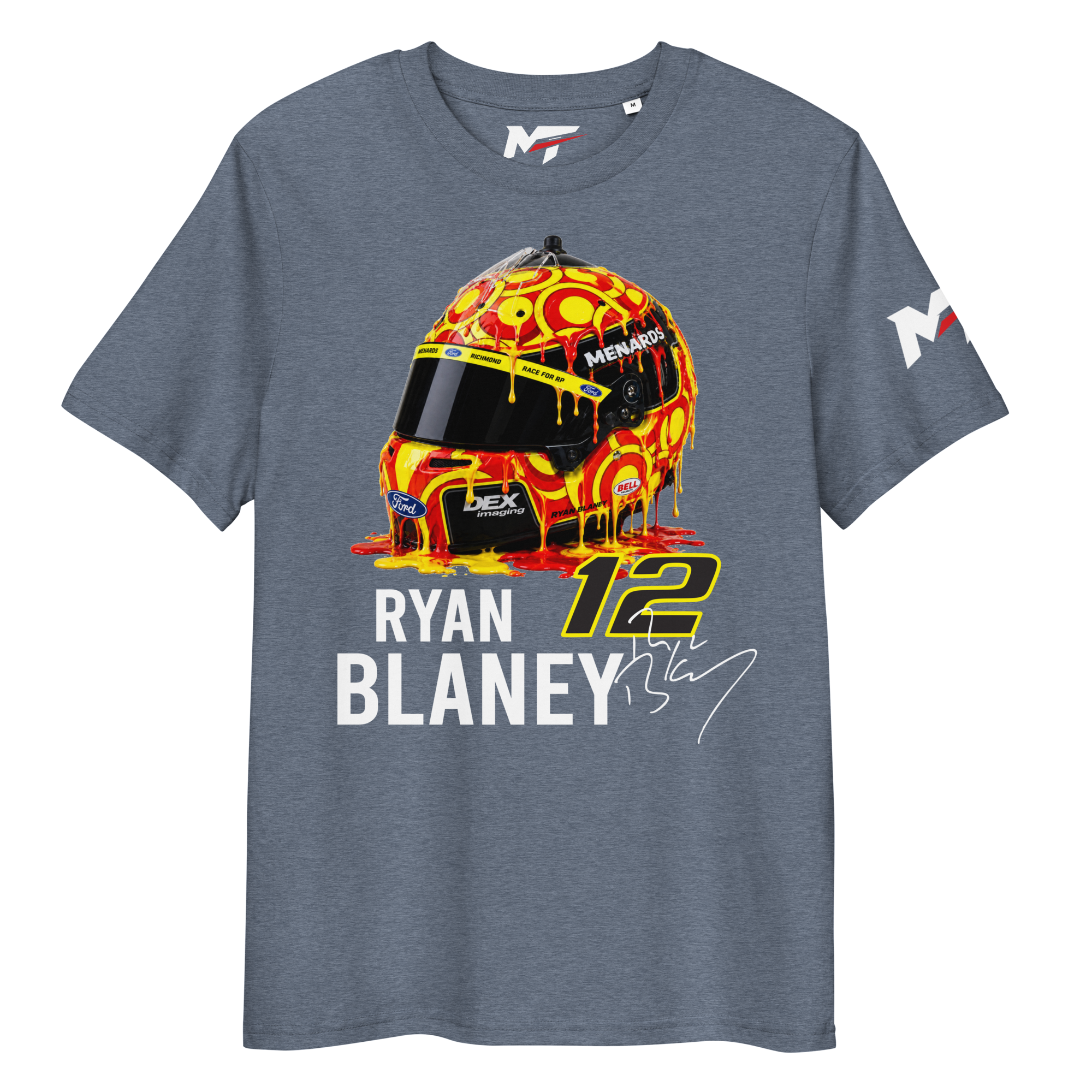 Motorthreadz Ryan Blaney Nascar t-shirt in Dark Heather Blue featuring a racing inspired graphic design